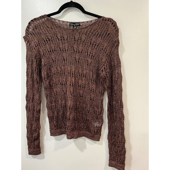 Emory Park Womens Metallic Bronze Crochet Sweater Size Small NWT - Picture 6 of 9